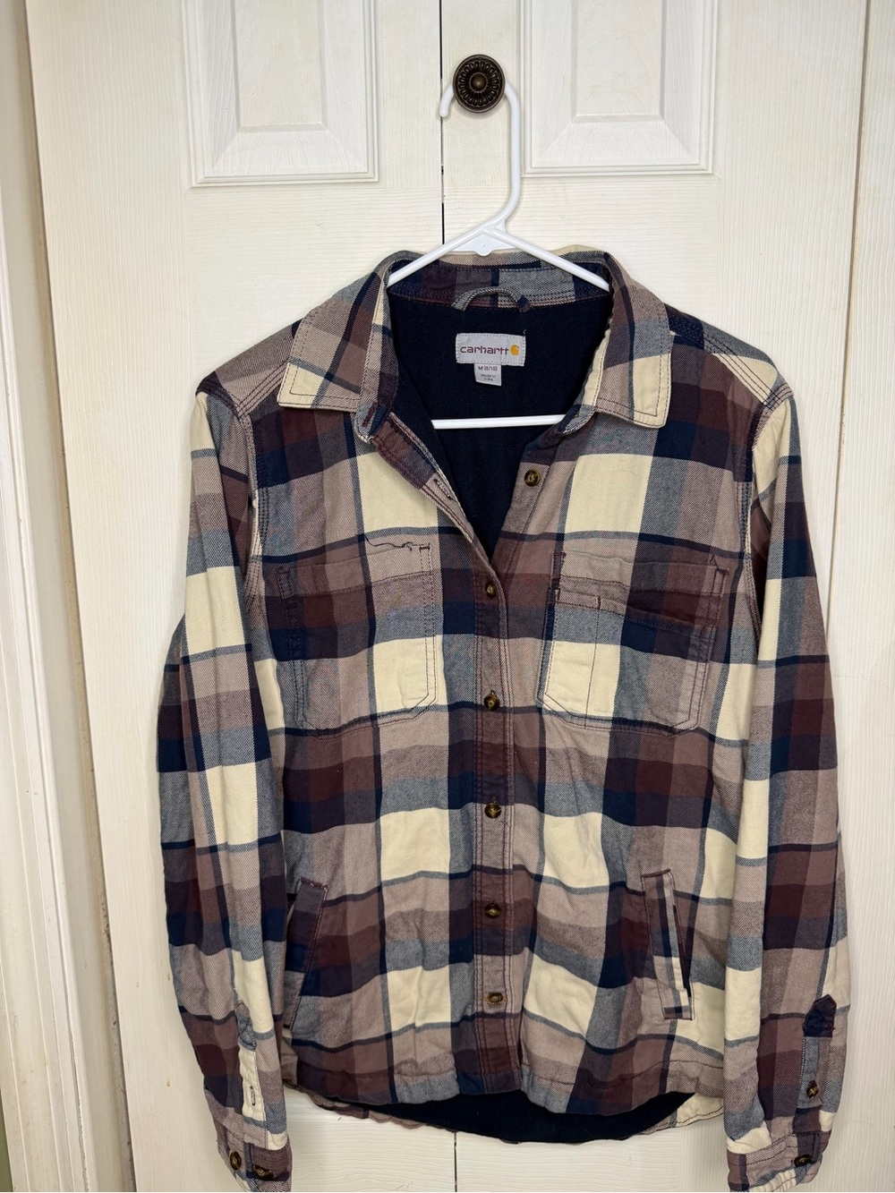 Carhartt Brown Navy Cream Plaid Lightweight Shirt Jacket